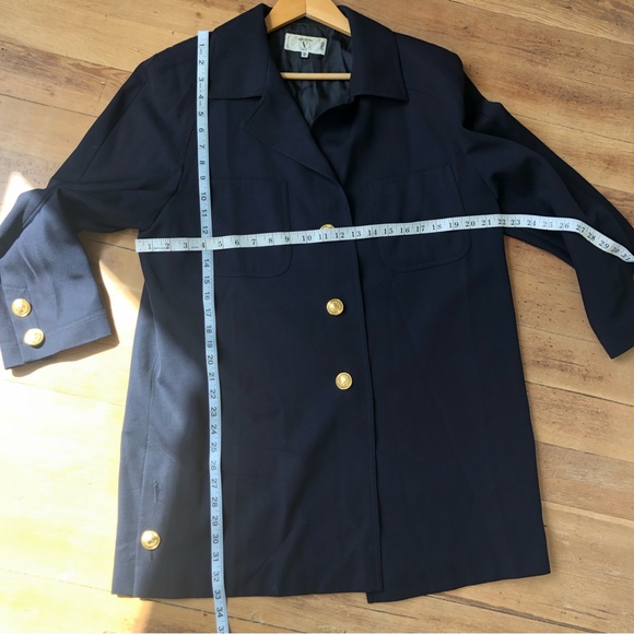 VTG Valentino Miss V Long Blazer 8 42 Navy Gold Button Lined jacket - Picture 12 of 15